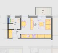 Floor plan of a studio apartment on Bodona Street, showing the interior and layout of the rooms.