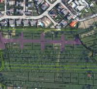 Cadastral territory of Pezinok with marked plots suitable for housing.