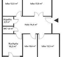 Floor plan of a 4-room apartment with a loggia, kitchen, bathroom, and hall, totaling 82.1 m².
