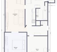Floor plan of a 3-room apartment on Jána Thuróczyho Street in Šahy, with a bathroom and a living room.