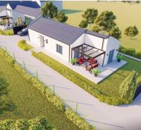 A family house in Borčice with a terrace, garden, and driveway.