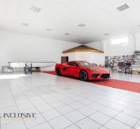 Red car and boat in commercial premises for sale in Štúrovo.