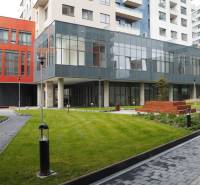 A modern building with large glass walls on Plynárenská Street in Bratislava - Ružinov.