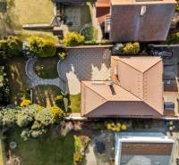 Family house in Bratislava - Záhorská Bystrica, garden with landscaped paths and parking.