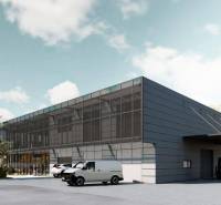 Commercial building in Bratislava - Vajnory, with cars parked in front.