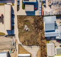 Aerial view of commercial land in Bratislava - Vajnory, surrounded by industrial buildings.