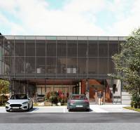 Modern commercial building with parking, trees, and offices in Bratislava - Vajnory.