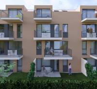 A view of the balconies and terraces of an apartment building in Poprad, each for a one-room apartment.