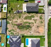 Aerial view of residential plots in Štitáre on Pod Agátmi Street.