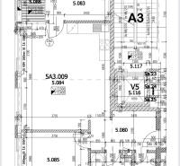 Floor plan of a 3-room apartment with the layout of rooms, including the kitchen and bathroom.