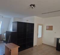 Interior of commercial spaces with shelves and cabinets, floor with decor.