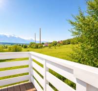 View from the terrace of a family house in Poprad of the picturesque landscape and mountains in the background.