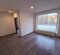 Commercial spaces with a large window and a wooden decor floor.