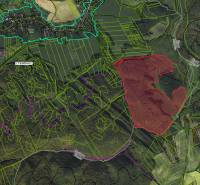 Aerial view of agricultural and forest lands around Hrabkov.