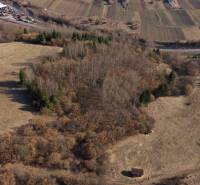 Aerial view of agricultural and forest lands around Námestovo.