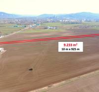 Aerial view of agricultural land near Štúrovo, bordered by a red line.