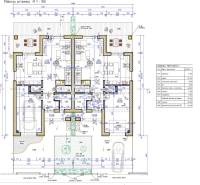 Ground floor plan of a family house with utility rooms and a terrace in Harichovce.