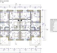 Floor plan of a family house with a room and a bathroom in Harichovce.
