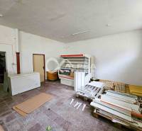 The building contains a storage area with a freezer box and shelves.