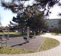 Exterior at 1-bedroom apartments on 17. novembra Street in Prešov with a fitness playground.