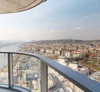 View from the terrace of Bratislava, the Danube, and surroundings from Pribinova Street.