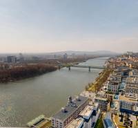 A view of the river from a height in Bratislava - Old Town on Pribinova Street.