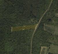 Aerial view of forests and farmland in the vineyards near Bar.