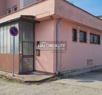 Office Building in Senec with a pink facade and metal doors.