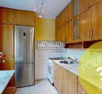 A kitchen with a light-colored unit and flowers, in a 2-room apartment, with a window and appliances.