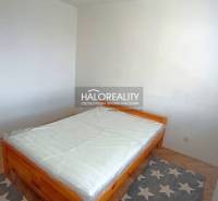 A bedroom in a two-room apartment with a bed and a wooden decor floor.