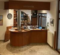 Reception with a wooden counter and decorations in hotels and guesthouses.