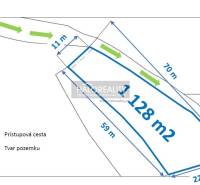 Map of the land in Ladomerská Vieska, including the access road to the recreational plots.