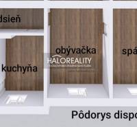 Floor plan of a 2-room apartment with wood decor flooring, including a hallway and a living room.