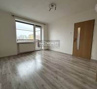 A spacious room with a wooden decor floor and a balcony in a 2-room apartment.