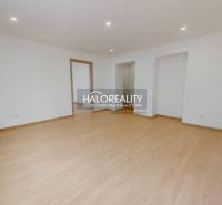 A room with a wooden decor floor in a 2-room apartment, white walls, entrance door.
