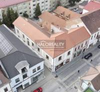 Aerial view of commercial spaces in the city center of Rimavská Sobota.