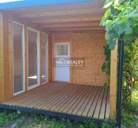 A wooden terrace by the house in the Gardens in Bojnice, surrounded by vines.