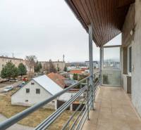 The balcony offers a view of the Poprad city district from a 4-room apartment.