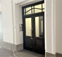 Entrance door with a dark frame on Gorkého Street in Bratislava - Old Town.
