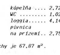 Floor plan of a 3-room apartment with a total area of 67.87 m².
