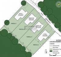 Aerial view of land plots - housing in Prešov with marked parcels.
