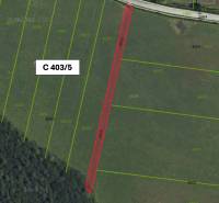 Cadastral map of plots near the village of Veľká Čausa, showing agricultural and forest land.