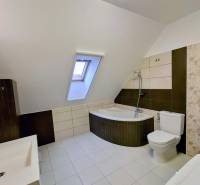 A bathroom with a shower and a bathtub in a 3-room apartment.