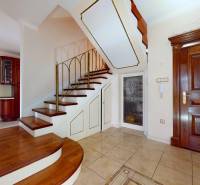 Interior of a 5 or more room apartment with wooden decor flooring and staircase.