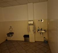 Sink area with two stainless steel sinks in warehouses and halls.