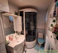 A bathroom in a family house with a modern shower, sink, and toilet.