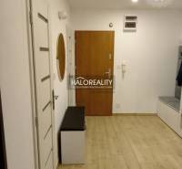 A hallway in a 3-room apartment with a wooden decor floor and white doors.