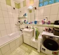 A bathroom with a shower, frequently used, looks like part of a 3-room apartment.
