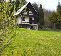 A cottage in Veľký Šariš in a beautiful natural setting surrounded by greenery and trees.