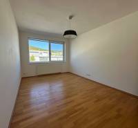 A spacious room in a 4-room apartment with a wooden decor floor and a large window.